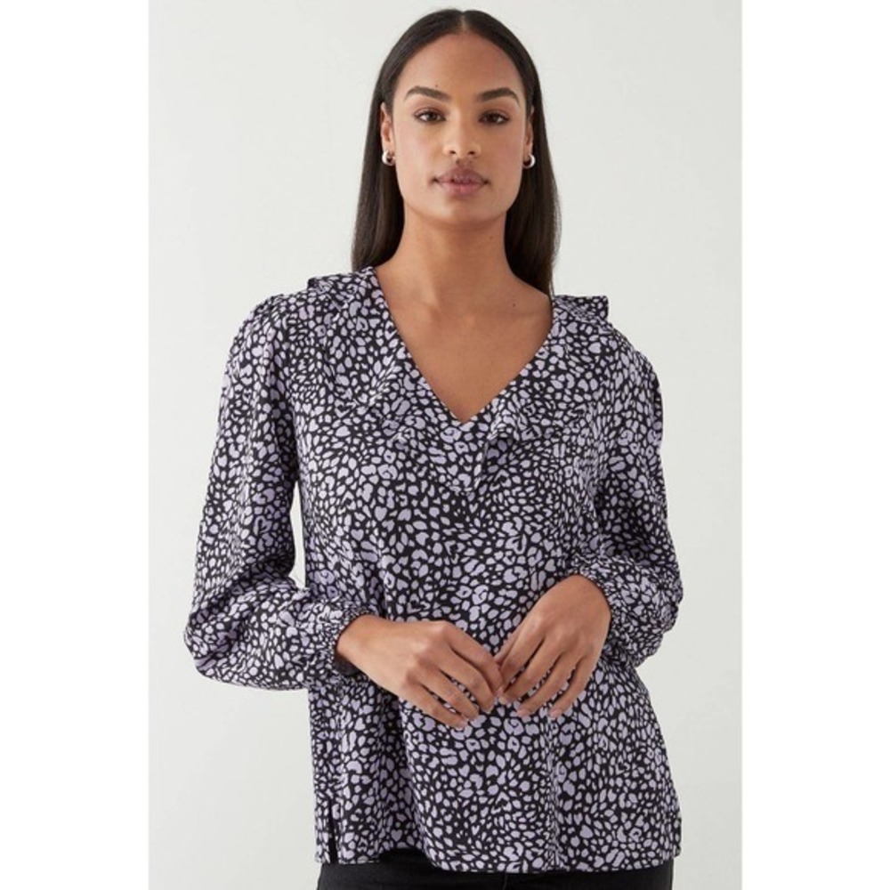 Ripe Maternity Maternity 3/4 Sleeve Wrap Blouse Black Cheetah Print